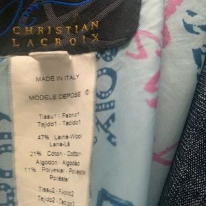 Vinatage Christian Lacroix 1980s denim/tweed coat. Italian size 38